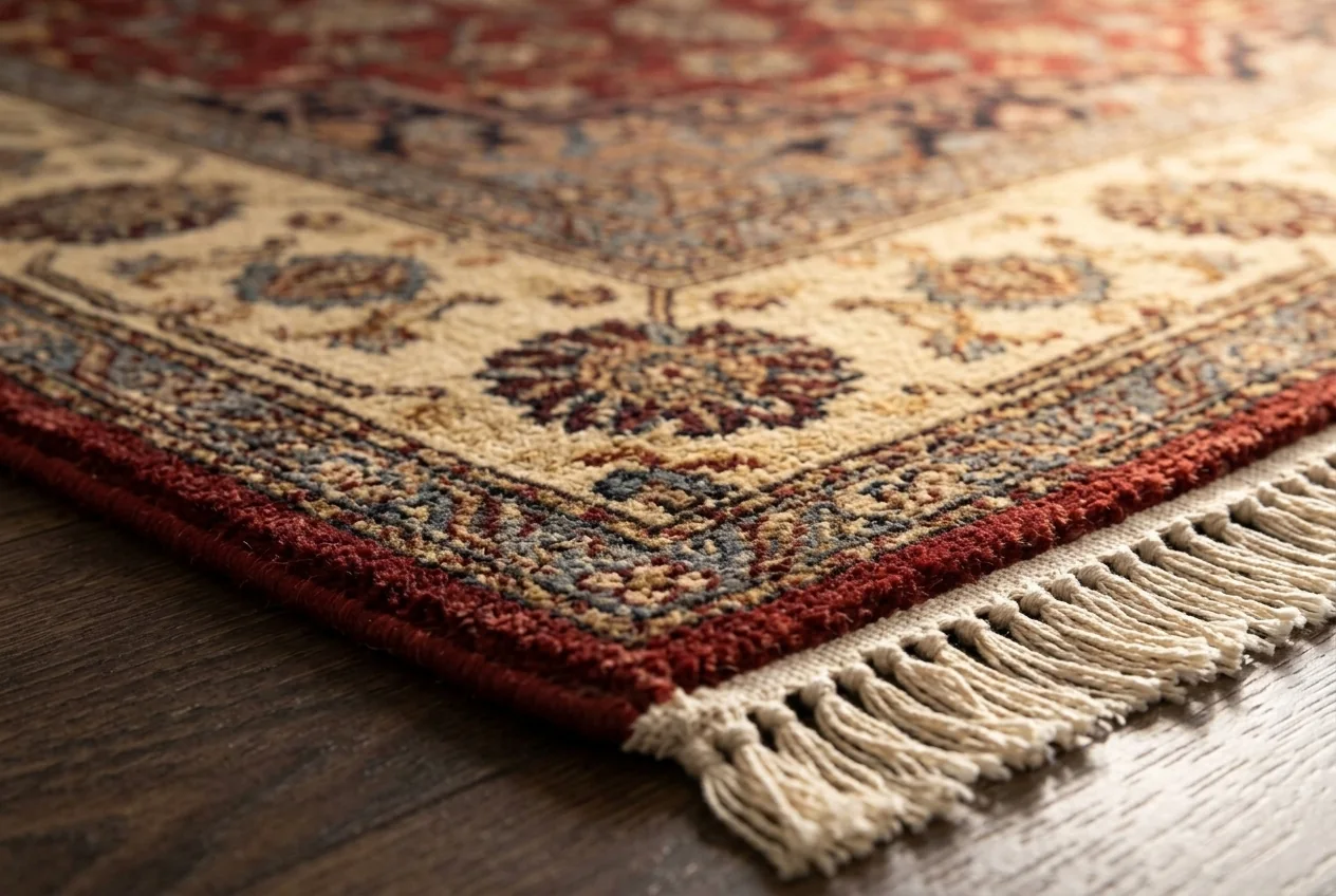 Macro of a hand-knotted rug pile