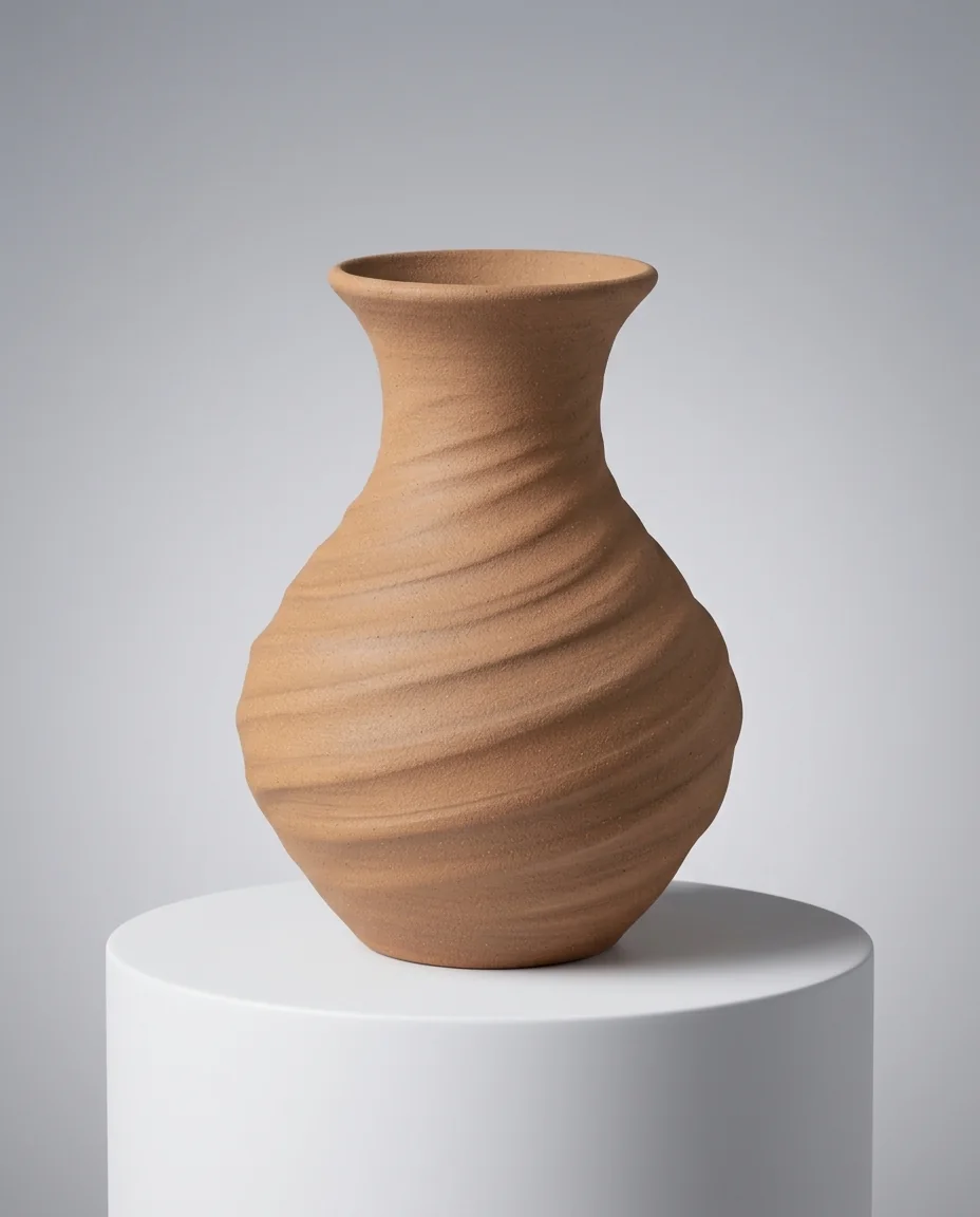 A vase on a studio pedestal